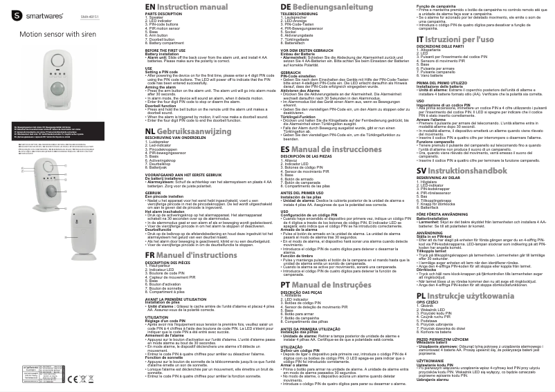 Page n°1 - Manuel utilisateur Smartwares SMA-40151