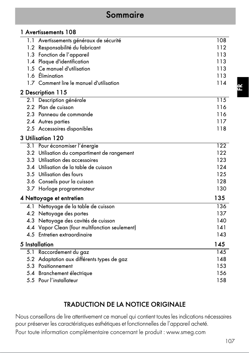 Page n°1 - Fiche technique Smeg TR4110AZ
