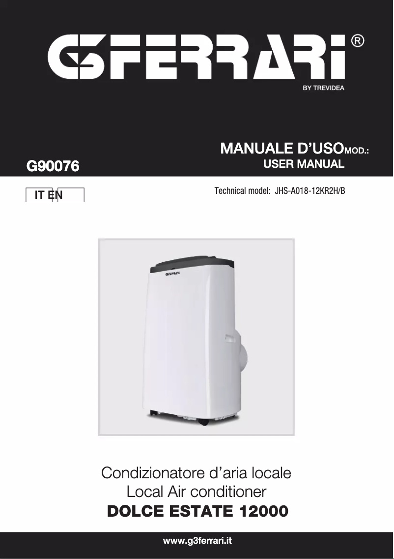 Image de la première page du manuel de l'appareil Dolce Estate 12000 G90076