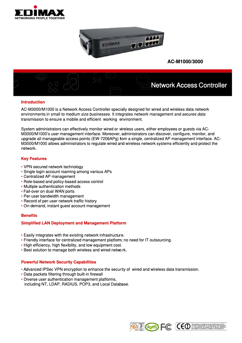 Página 1 del manual Ficha técnica Edimax AC-M1000