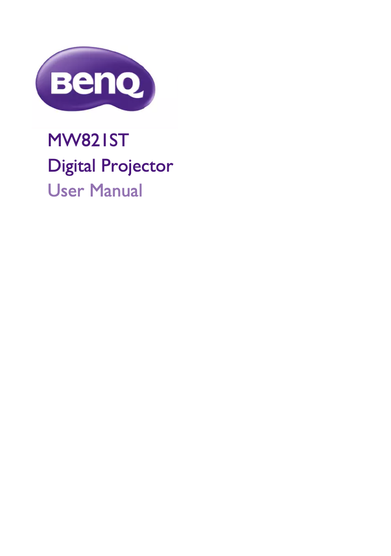 Page n°1 - Manuel utilisateur BenQ MW821ST