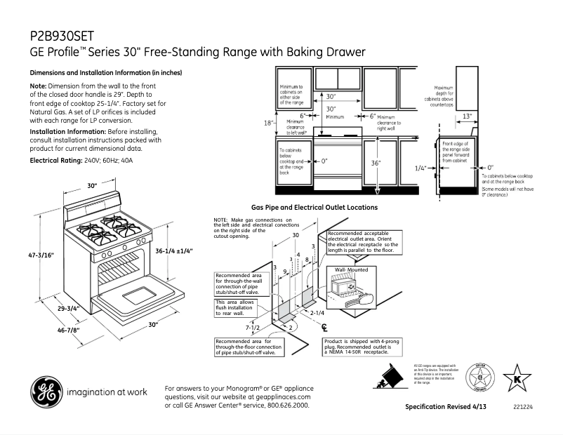 Image de la première page du manuel de l'appareil Profile P2B930SETSS