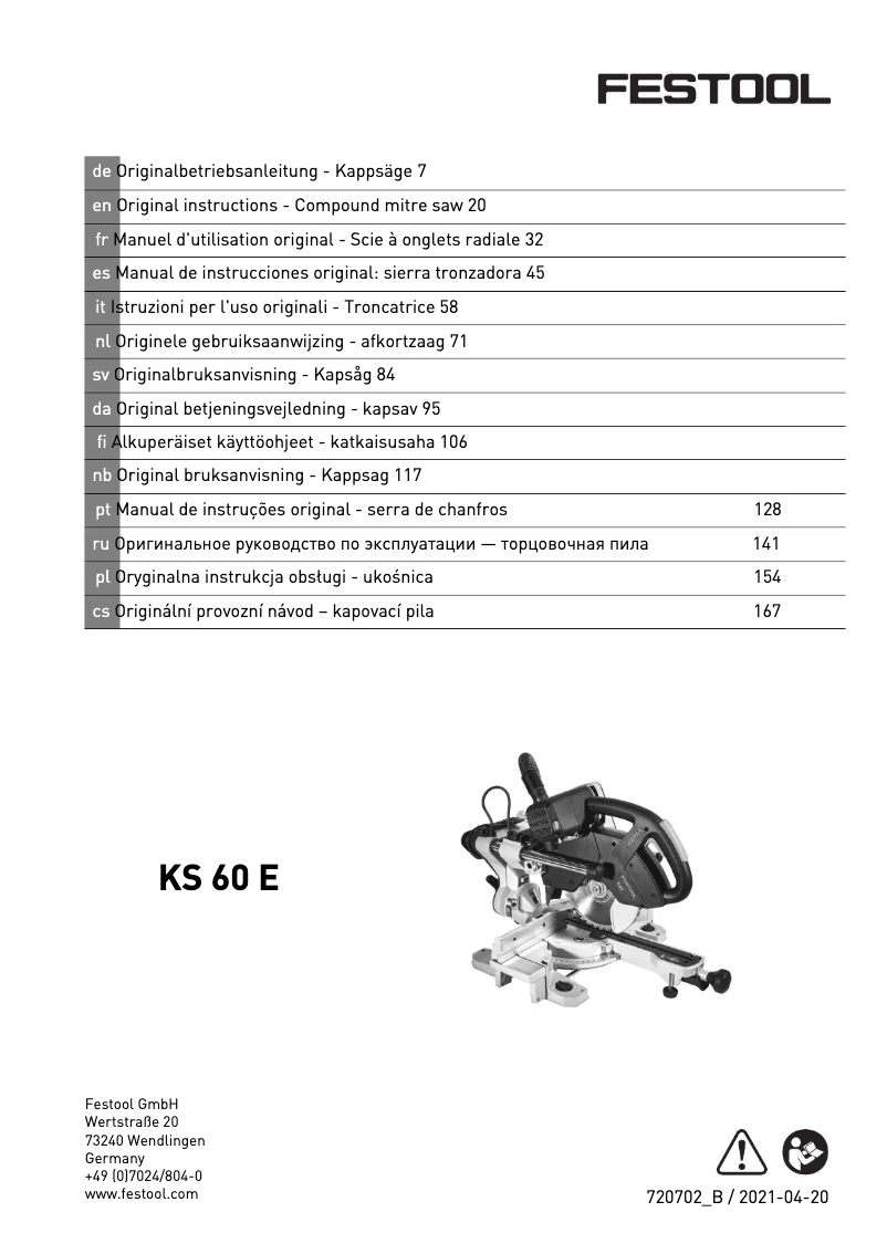 Image de la première page du manuel de l'appareil KS 60 E