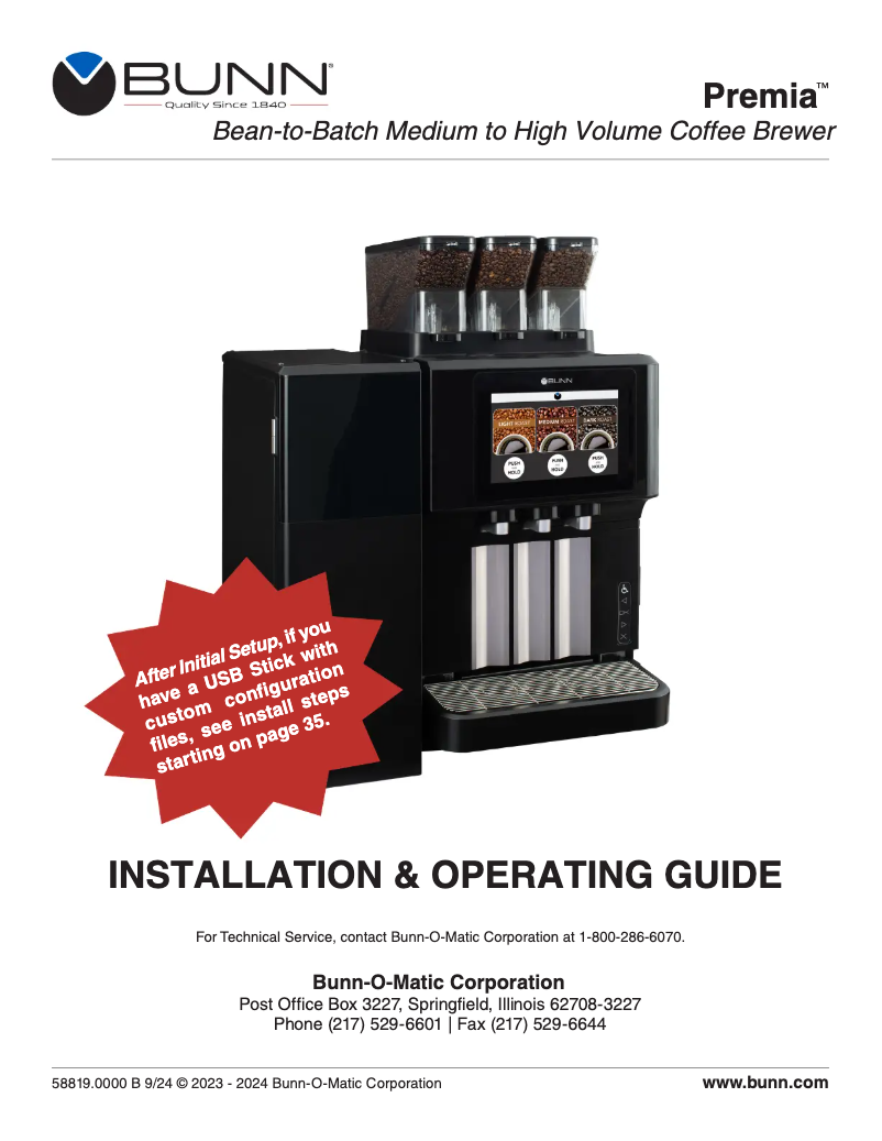 Image de la première page du manuel de l'appareil Premia 208-240V