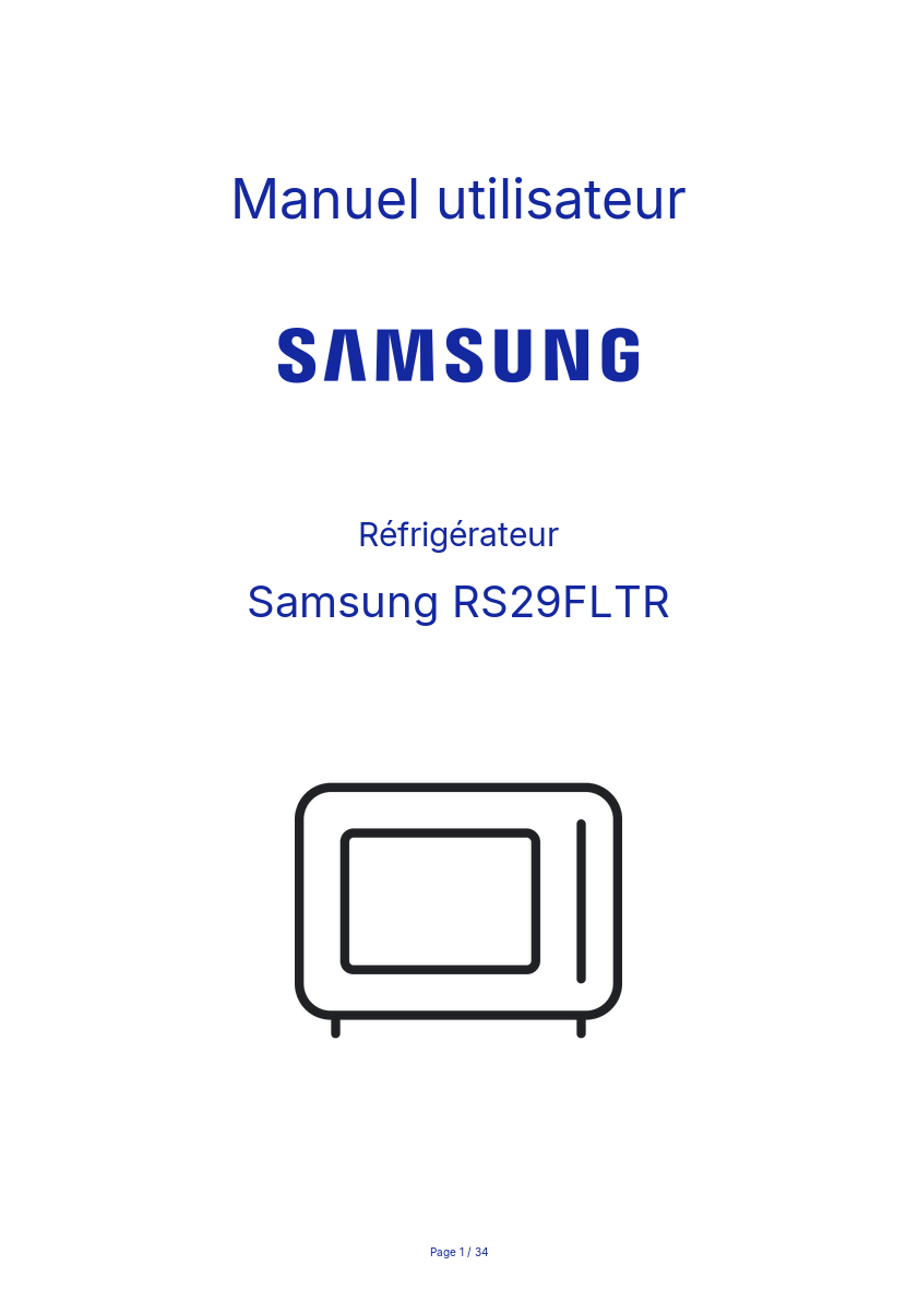 Page n°1 - Manuel utilisateur Samsung RS29FLTR