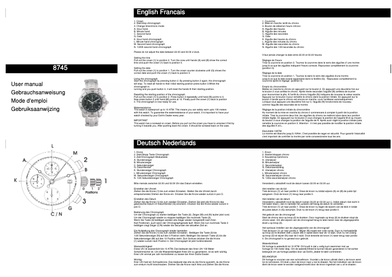 Page n°1 - Manuel utilisateur Davis 8745