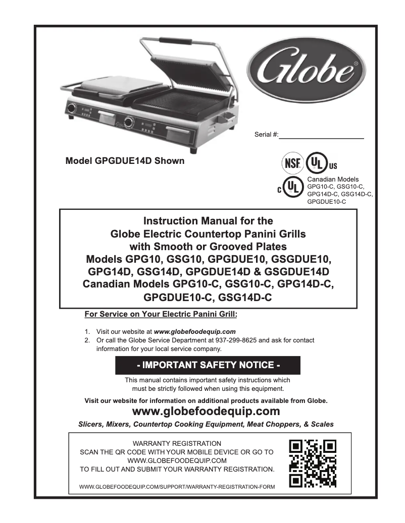 Page n°1 - Manuel utilisateur Globe GSGDUE10