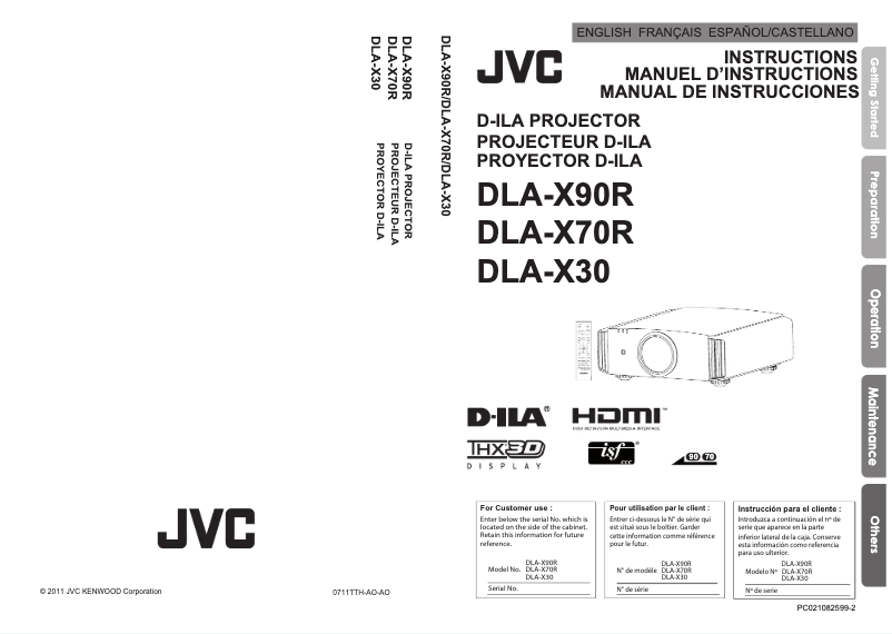 Page n°1 - Manuel utilisateur JVC DLA-X90R