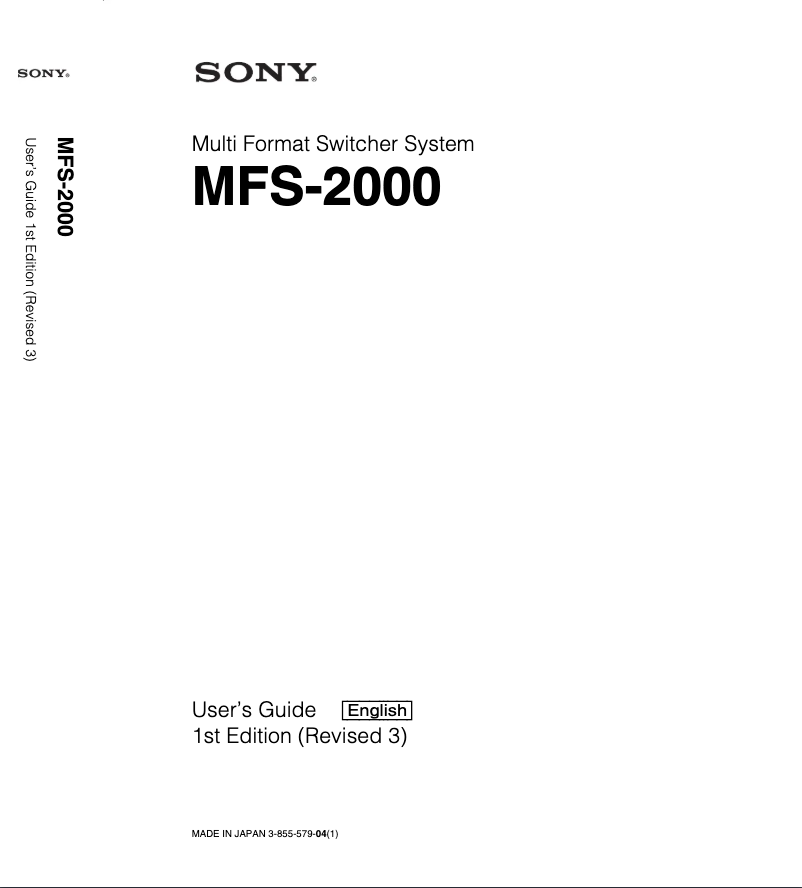 Page 1 de la notice Manuel utilisateur Sony MFS-2000