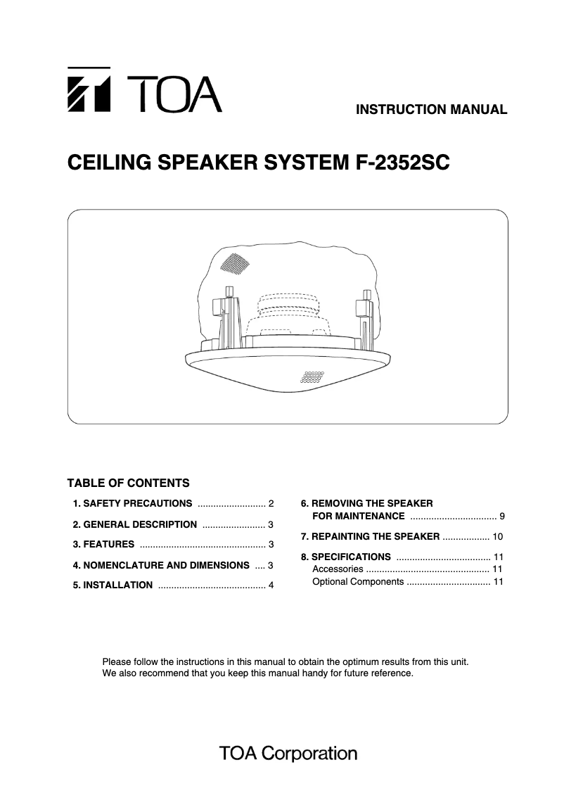 Page n°1 - Manuel utilisateur TOA F-2352SC