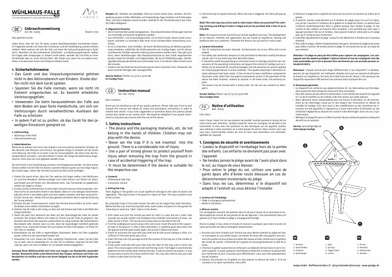 Page n°1 - Manuel utilisateur Gardigo 70079
