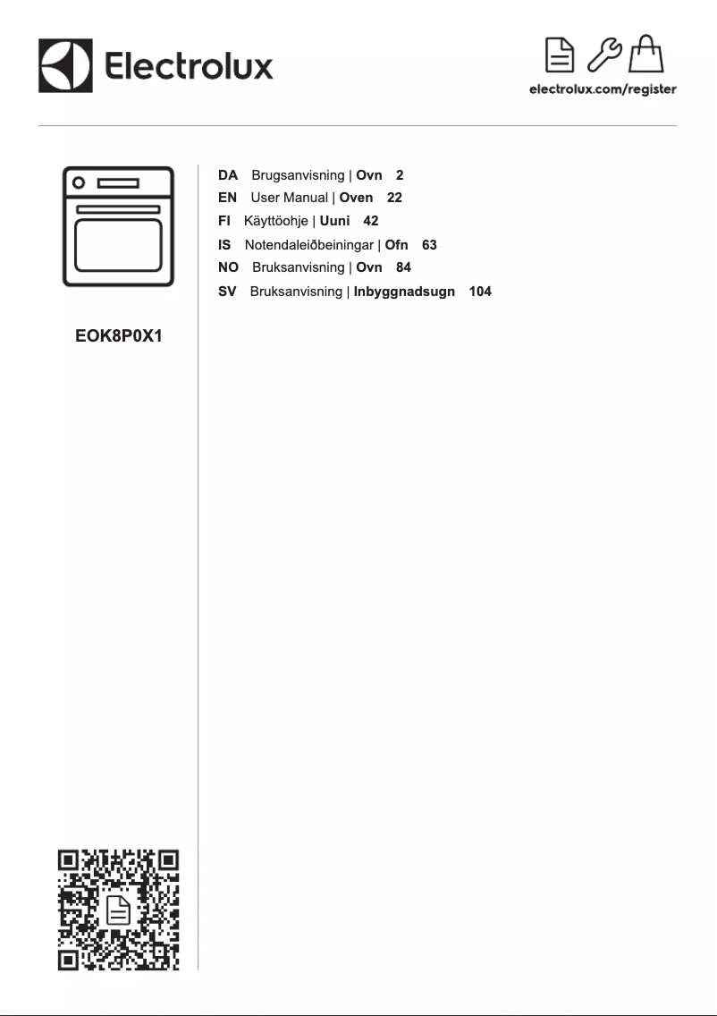 Page 1 de la notice Manuel utilisateur Electrolux EOK8P0X1