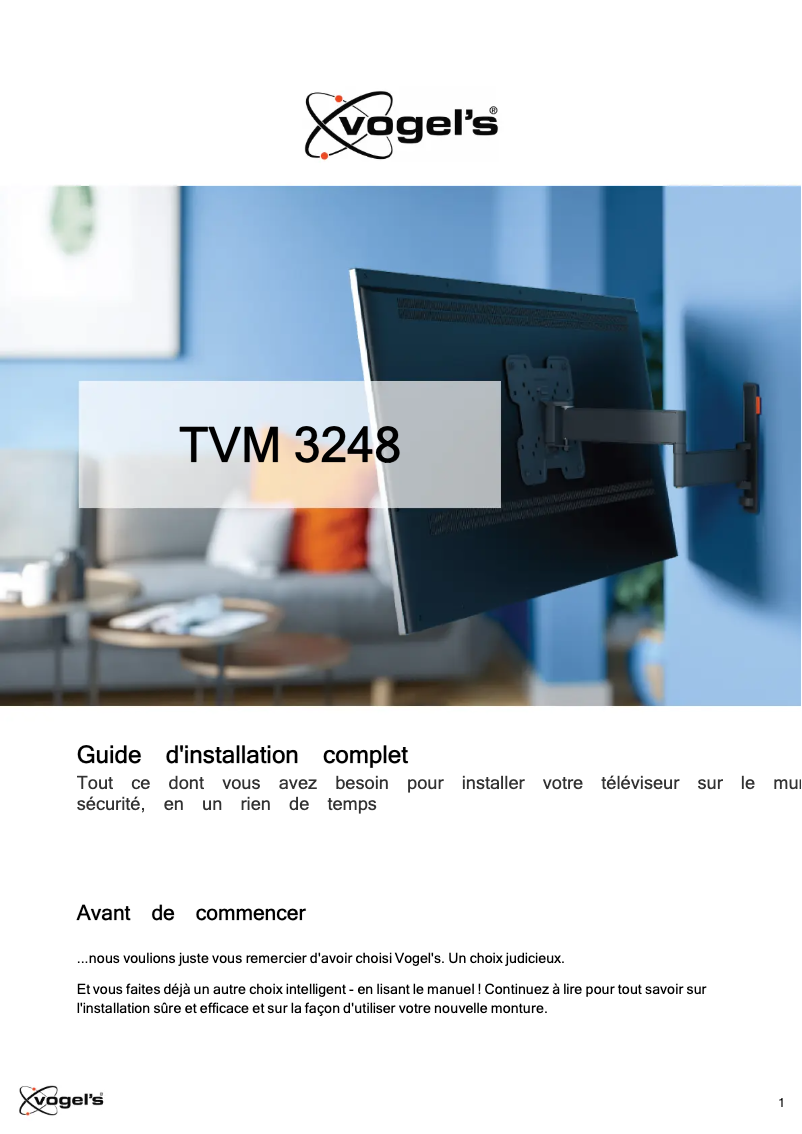 Page n°1 - Manuel utilisateur Vogel's TVM 3248