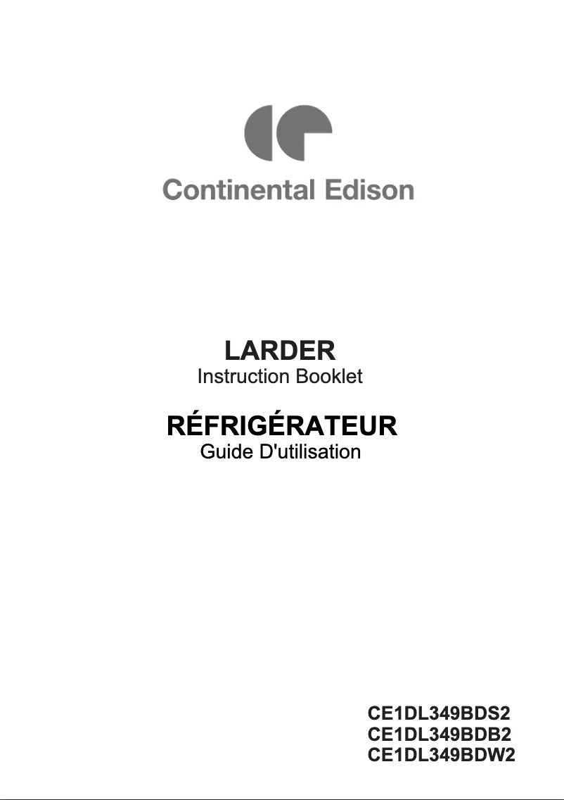 Page 1 de la notice Manuel utilisateur Continental Edison CE1DL349BDS2