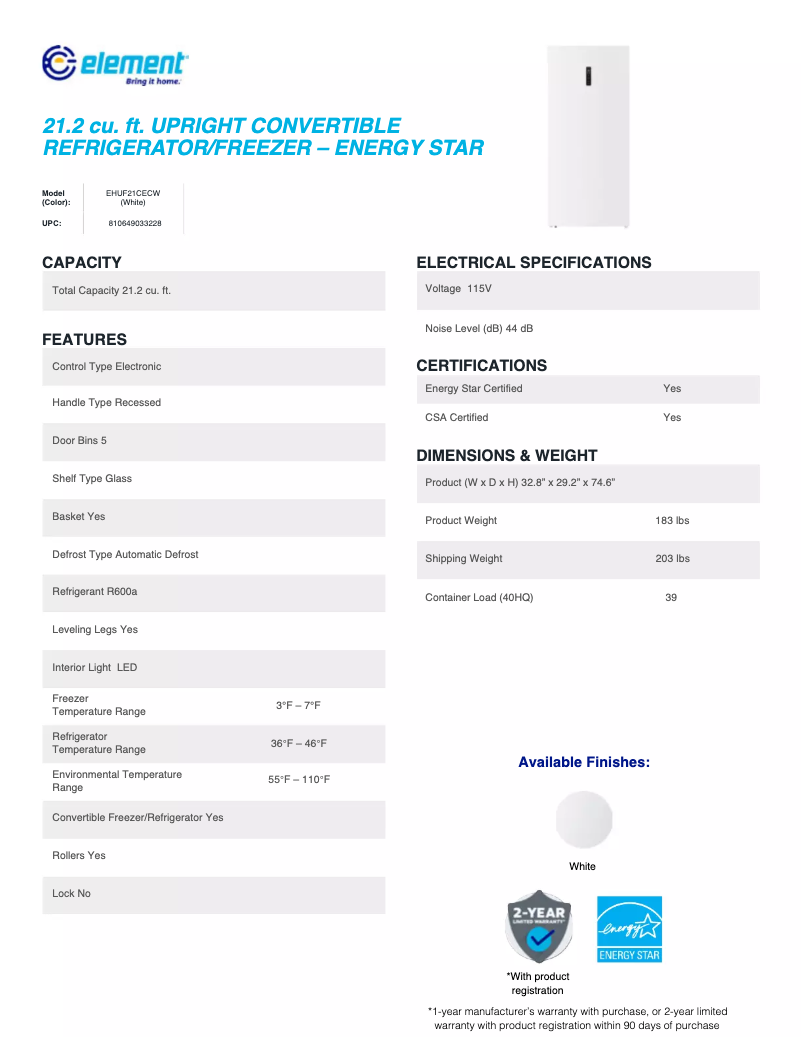 Image de la première page du manuel de l'appareil EHUF21CECW