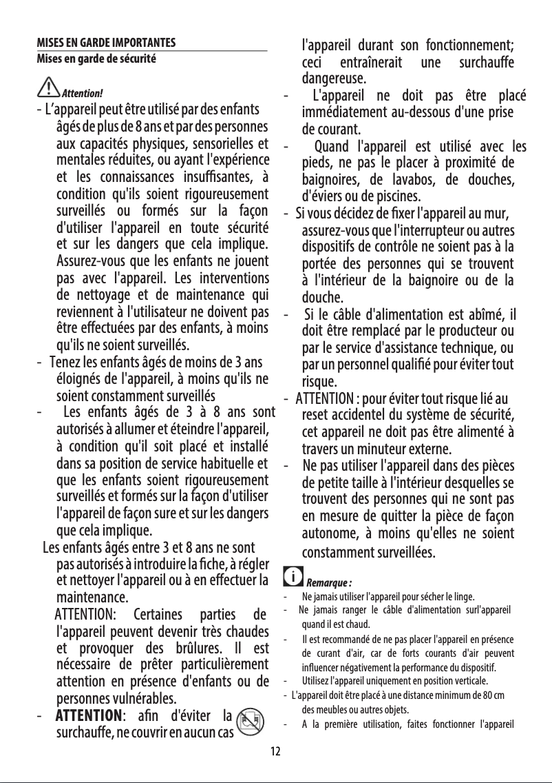 Page 1 de la notice Manuel utilisateur DeLonghi HCX3220FTS