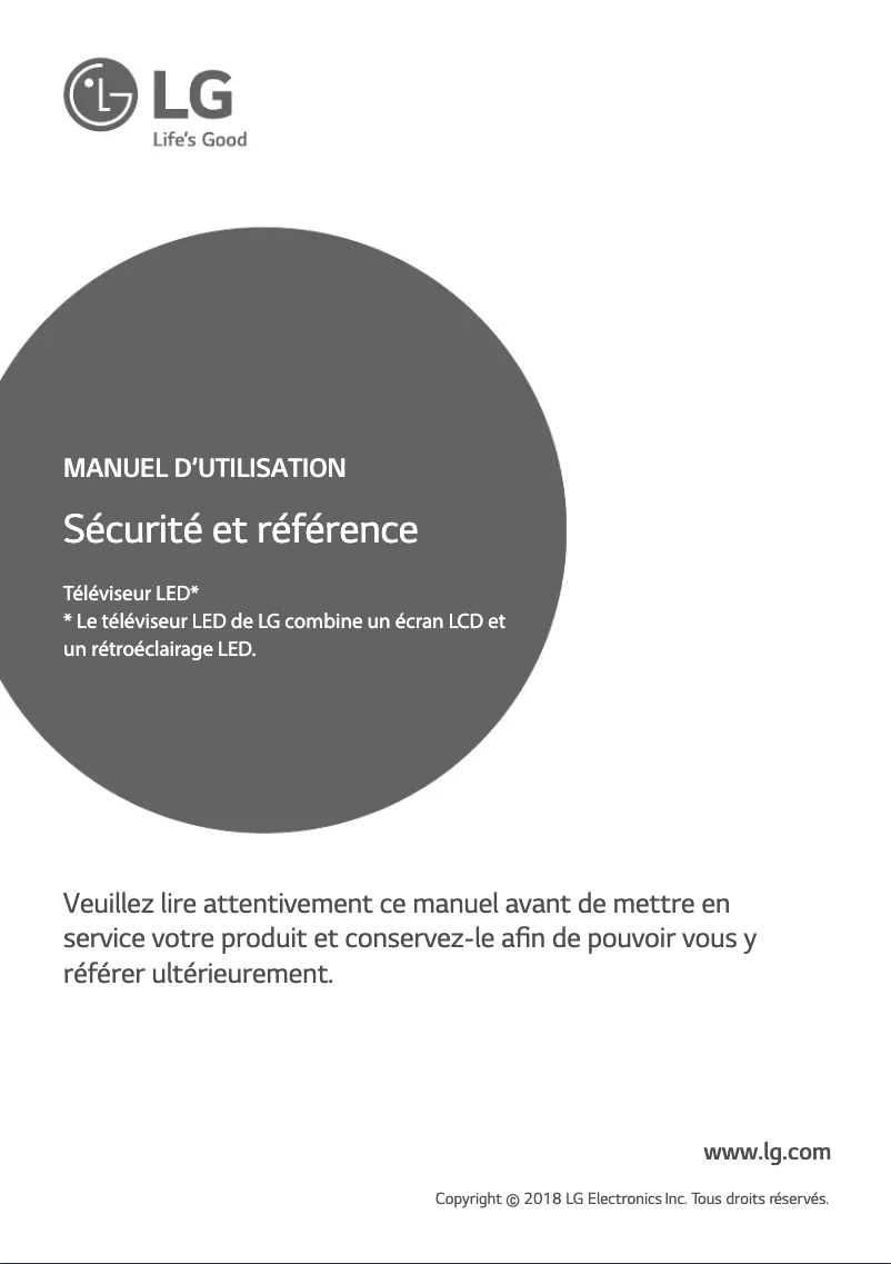 Page 1 de la notice Manuel utilisateur LG 43LK5730PVC