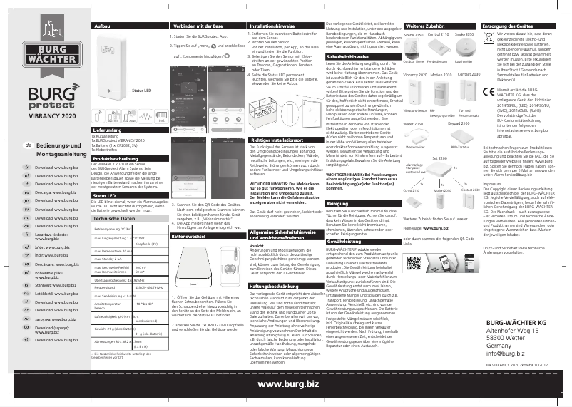 Imagen de la primera página del manual del dispositivo Vibrancy 2020