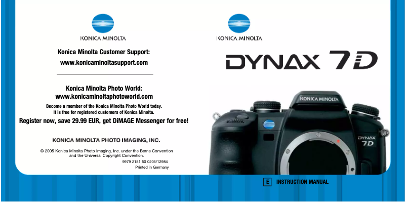 Página 1 del manual Manual de usuario Konica Minolta Maxxum 7D