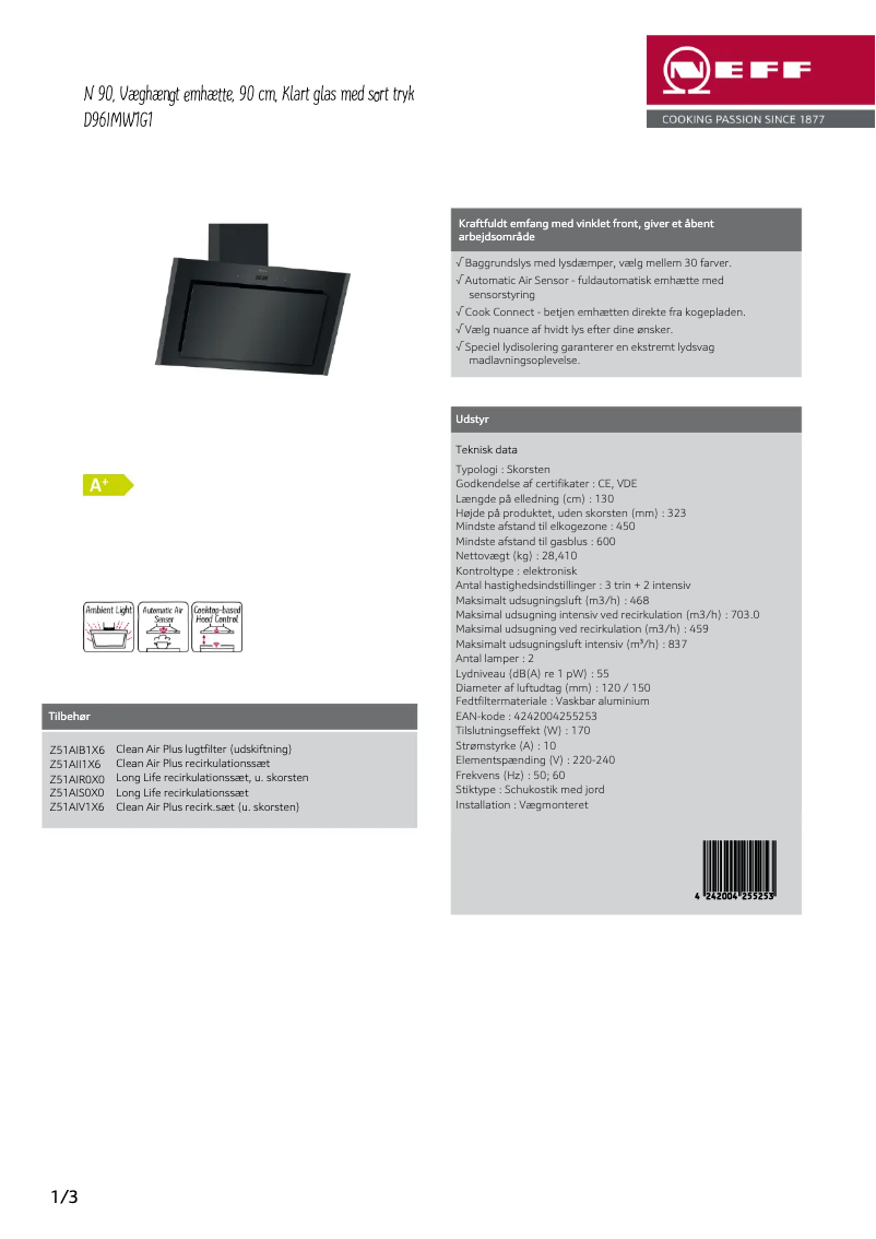 Página 1 del manual Folleto Neff D96IMW1G1