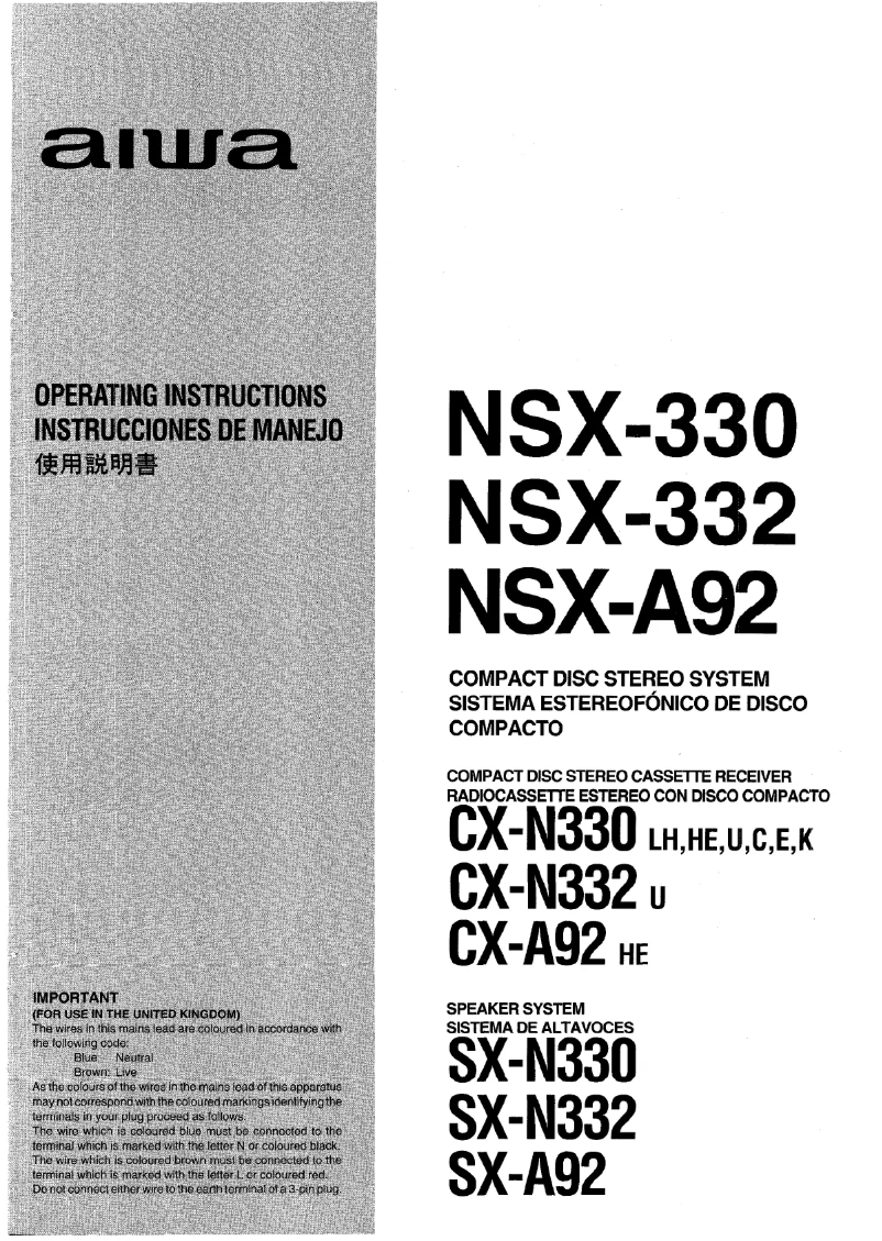 Page 1 de la notice Manuel utilisateur Aiwa NSX-A92