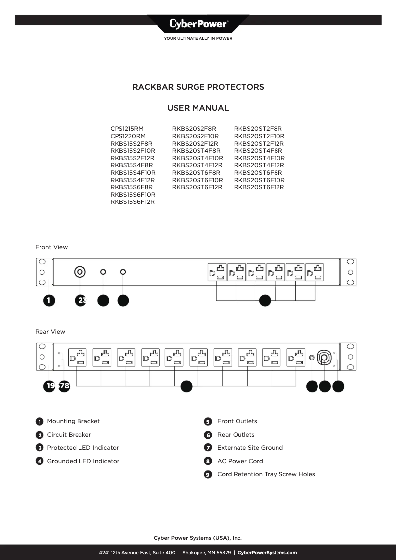 Page 1 de la notice Manuel utilisateur CyberPower CPS-1220RMS