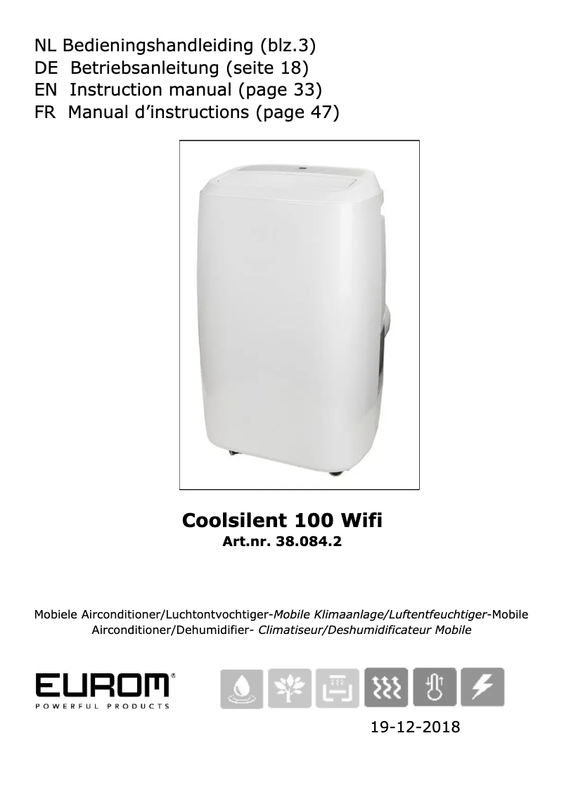 Image de la première page du manuel de l'appareil CoolSilent 100 Wifi