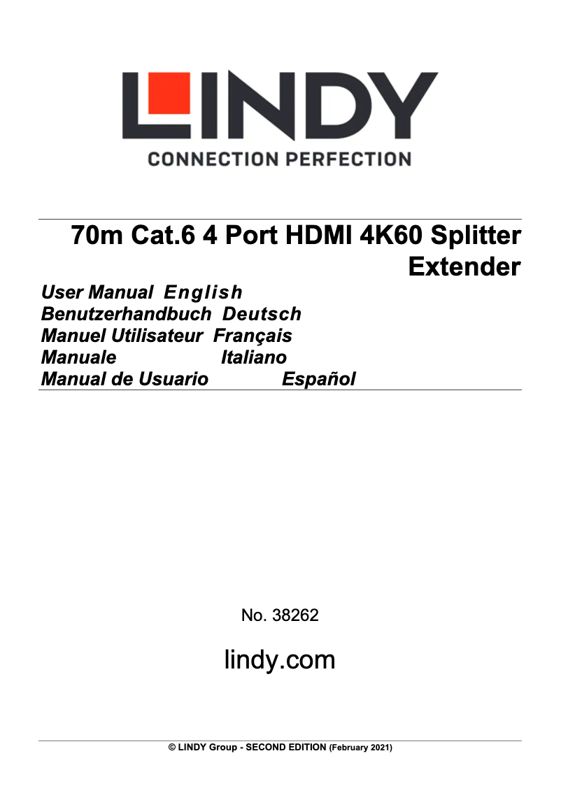 Page 1 de la notice Manuel utilisateur Lindy 38262