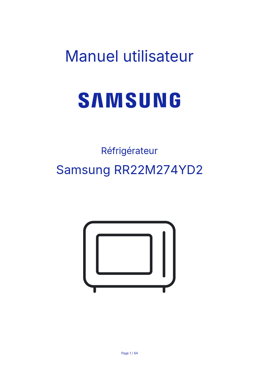 Page n°1 - Manuel utilisateur Samsung RR22M274YD2