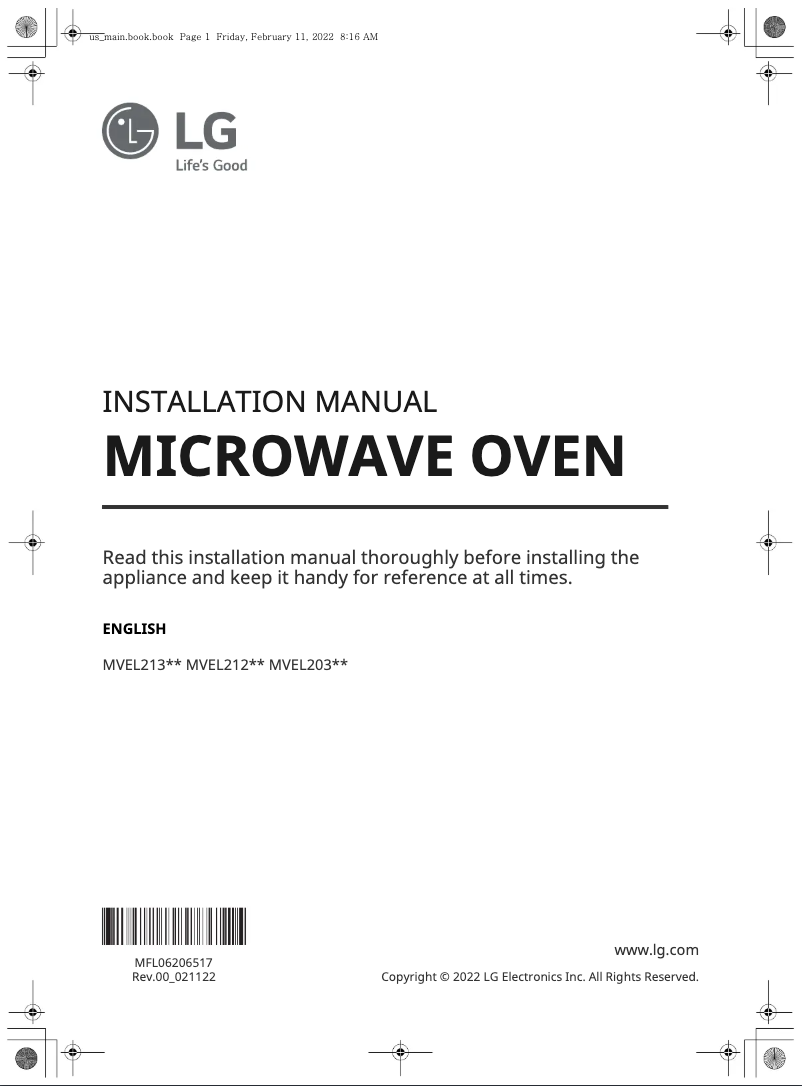 Page 1 de la notice Guide d'installation LG MVEL2125F