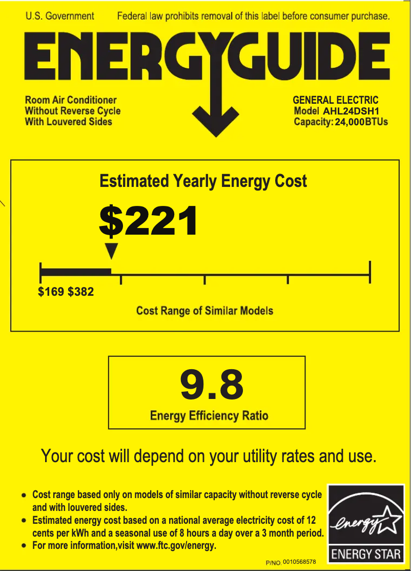 Page n°1 - Label énergétique GE AHL24DS