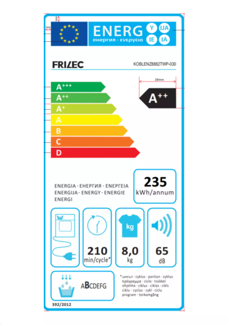Page n°1 - Label énergétique Frilec KOBLENZ8882TWP-030