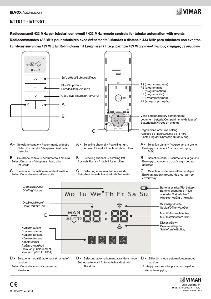Page n°1 - Instructions / montage Vimar ELVOX ETT01T