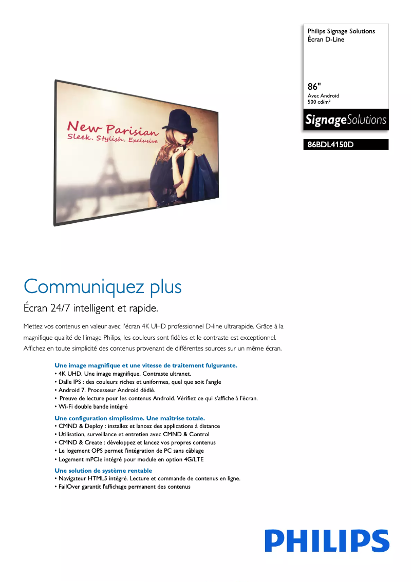 First page image of the manual for D-Line 86BDL4150D