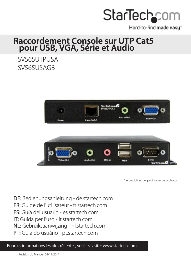 Page 1 de la notice Manuel utilisateur StarTech.com SV565UTPUSA