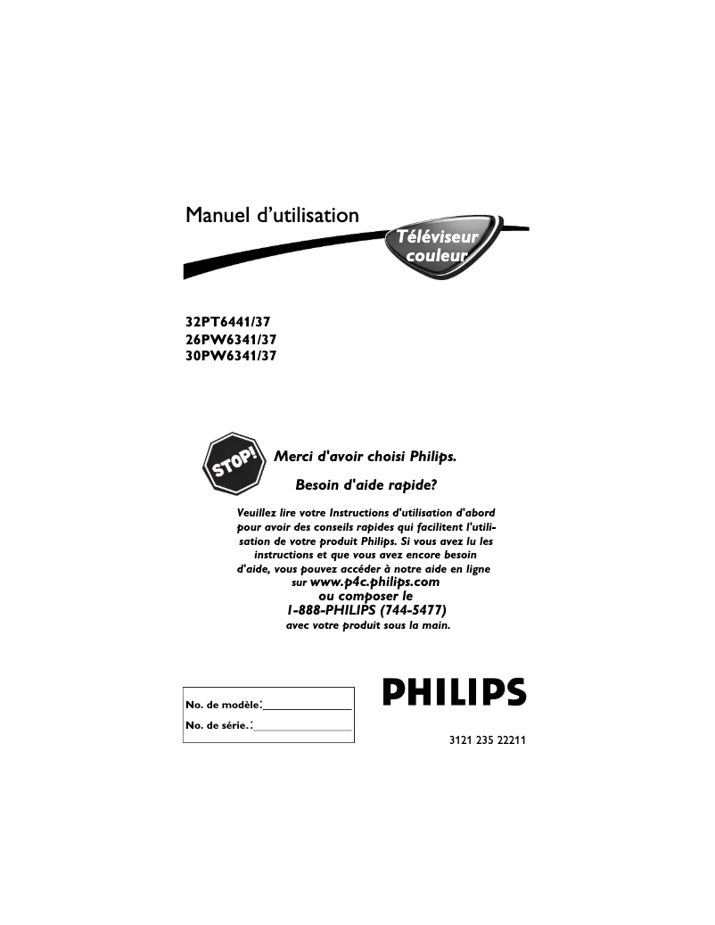 Page 1 de la notice Manuel utilisateur Philips 32PT6441
