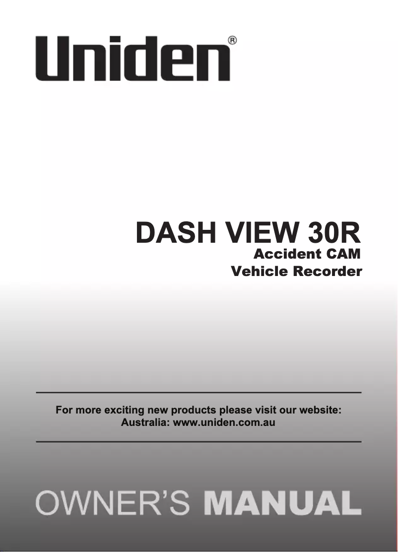 Page 1 de la notice Manuel utilisateur Uniden Dash View 30