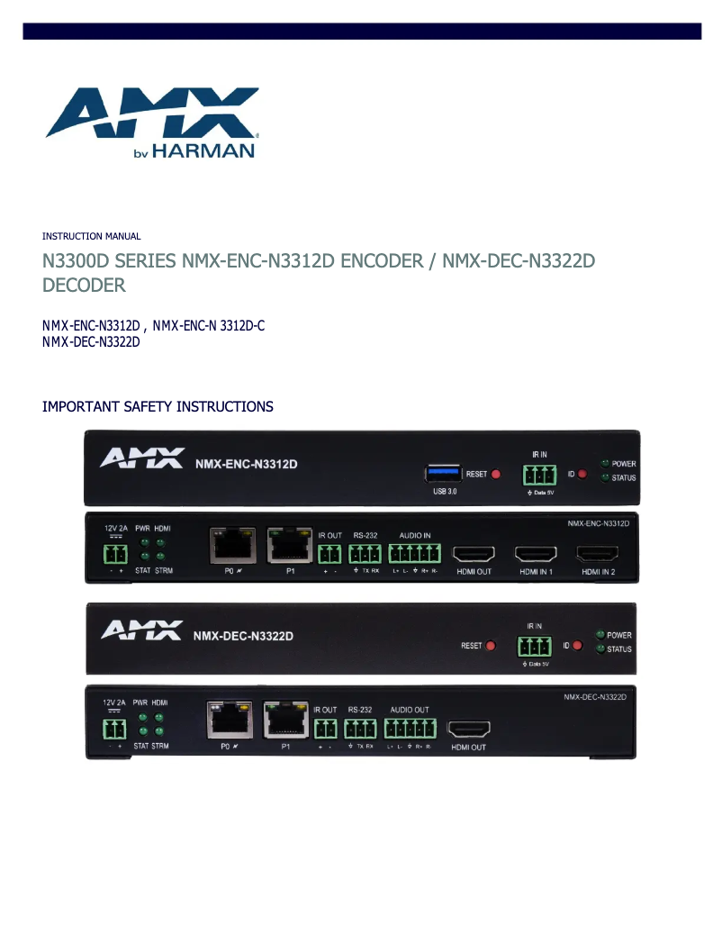 Page 1 de la notice Manuel utilisateur AMX NMX-DEC-N3322D