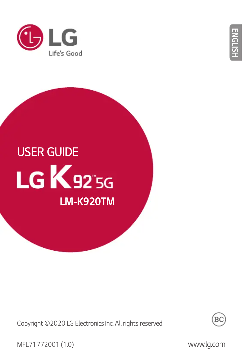 Page n°1 - Manuel utilisateur LG K92 5G