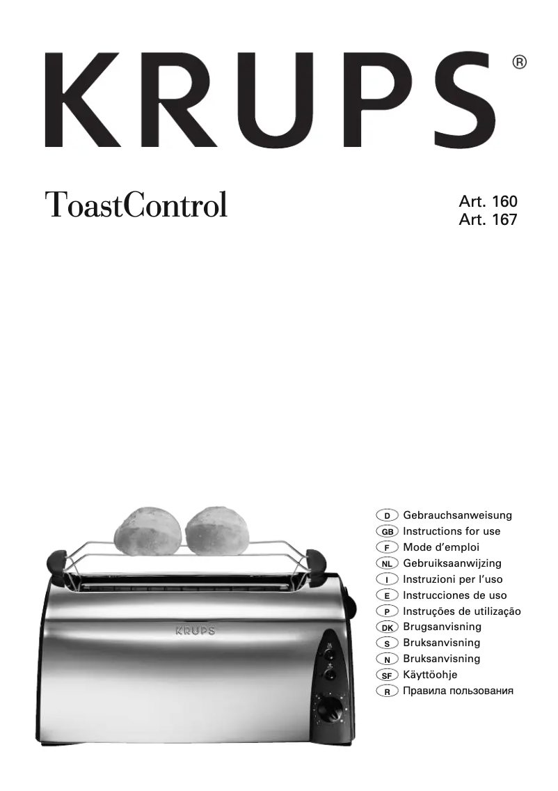 Page 1 de la notice Manuel utilisateur Krups ToastControl 167