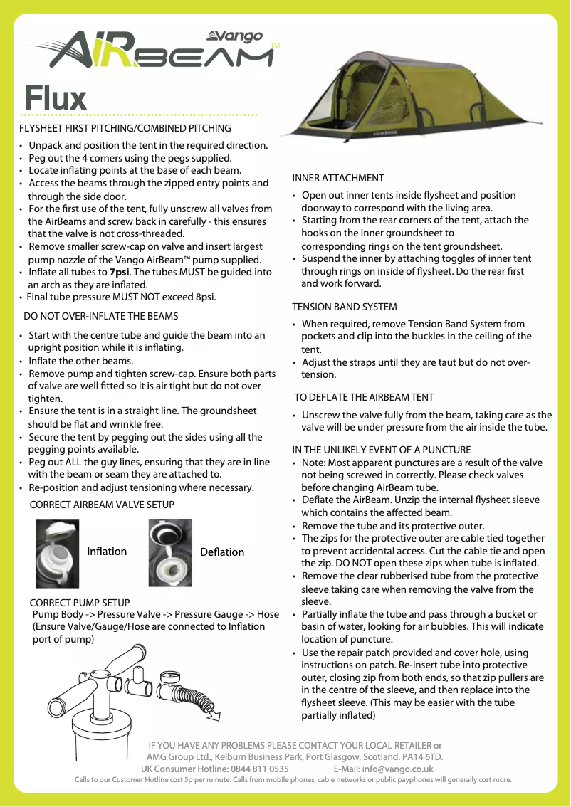 Página 1 del manual Manual de usuario Vango Flux 400