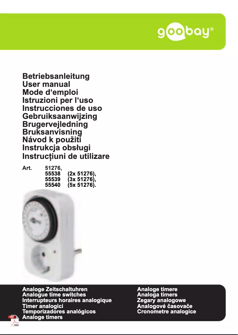 Page n°1 - Manuel utilisateur Goobay 51276