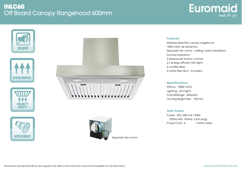 Página 1 del manual Ficha técnica Euromaid INLC60