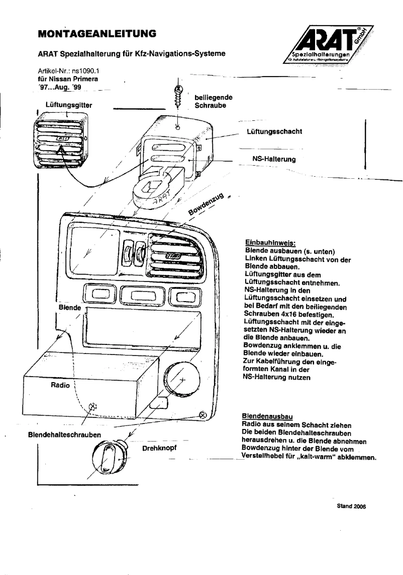 Page 1 de la notice Manuel utilisateur Arat NS1090.1