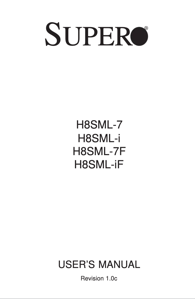 Page n°1 - Manuel utilisateur Supermicro MBD-H8SML-IF-O