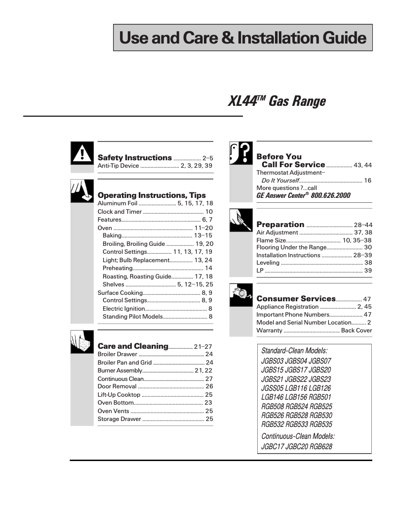 Image de la première page du manuel de l'appareil JGBC20BEAAD