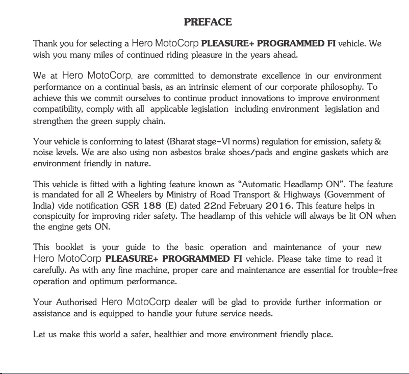 Page 1 de la notice Manuel utilisateur Hero Pleasure+ (2021)