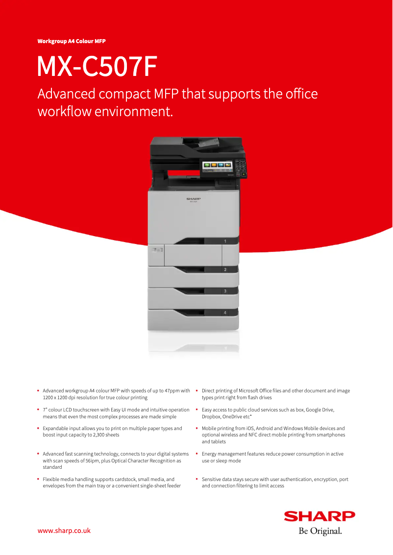 Page n°1 - Fiche technique Sharp MX-C507F