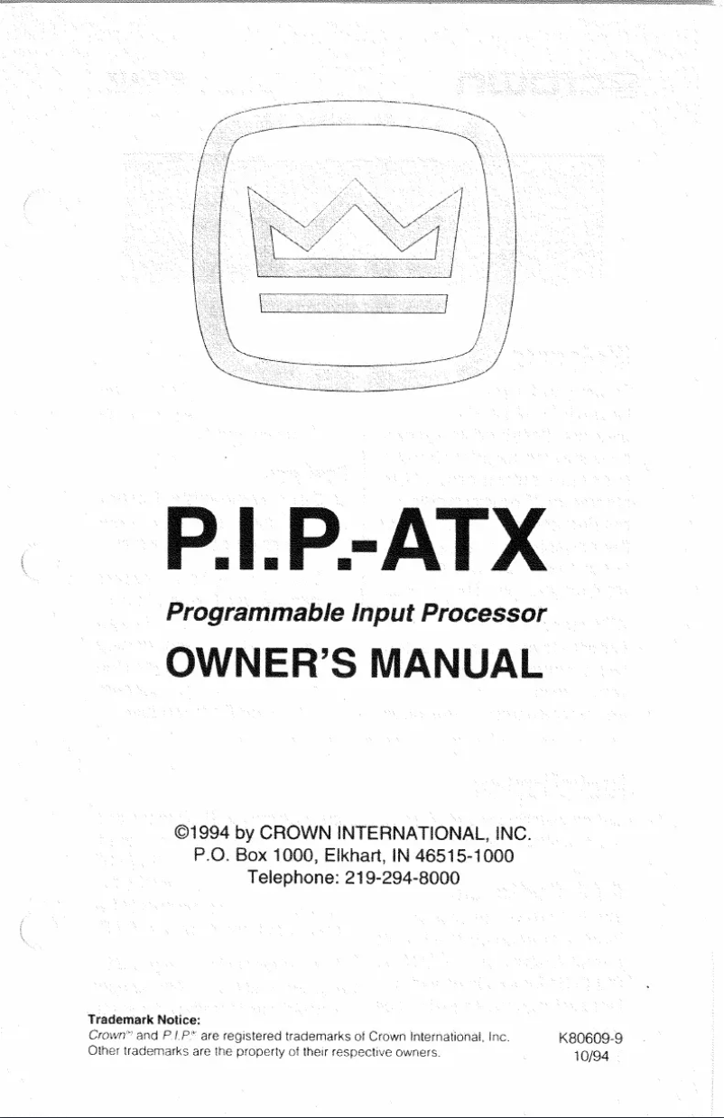 Image de la première page du manuel de l'appareil P.I.P.-ATX