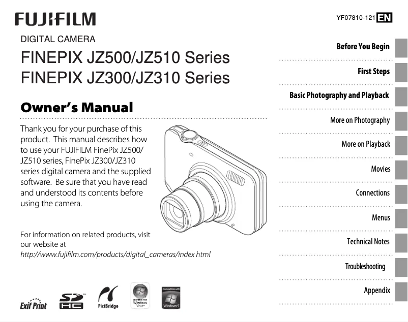 Page n°1 - Manuel utilisateur Fujifilm FinePix JZ505